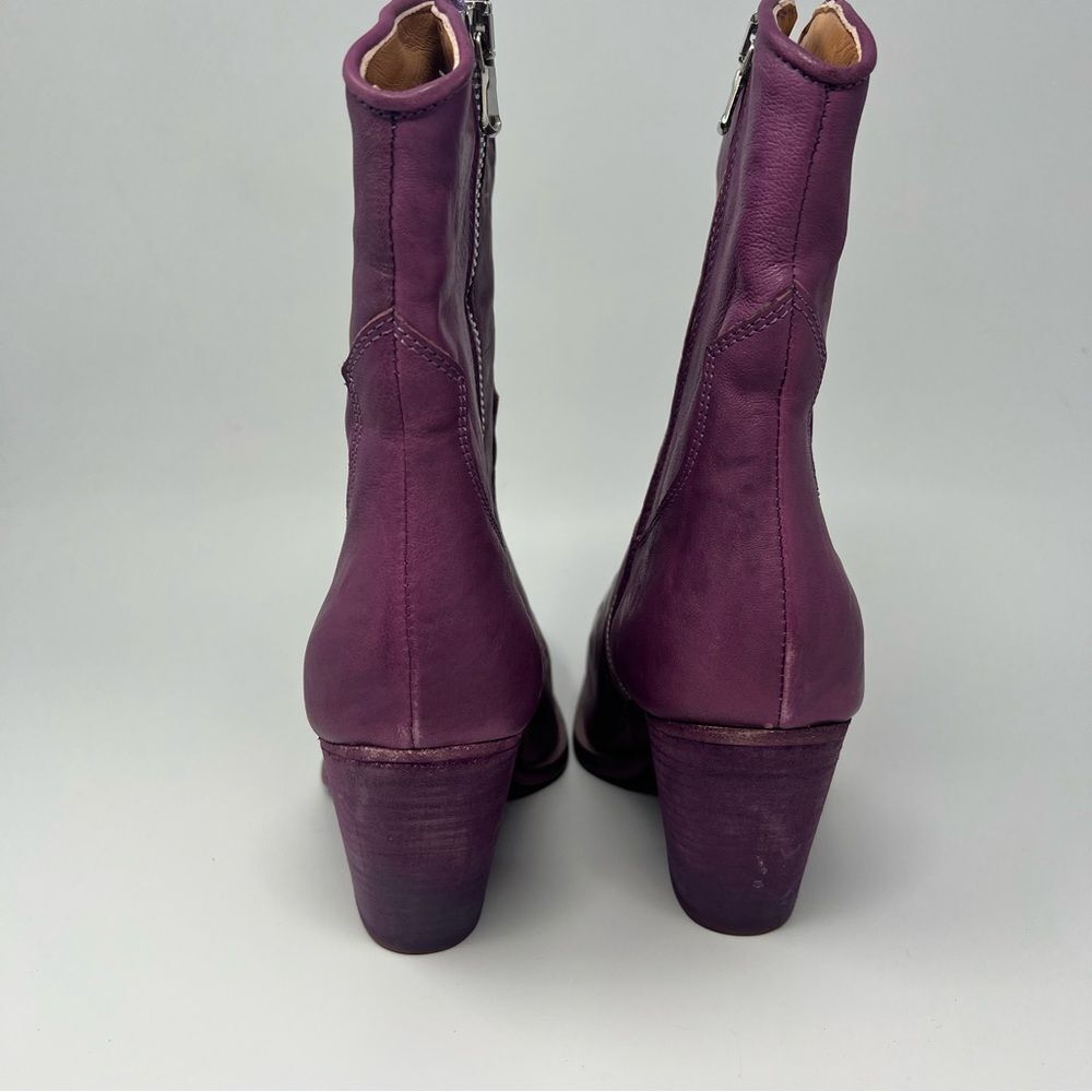 Free People Purple Suede Western Ankle Boots with Metal Toe Cap - Picture 6 of 11
